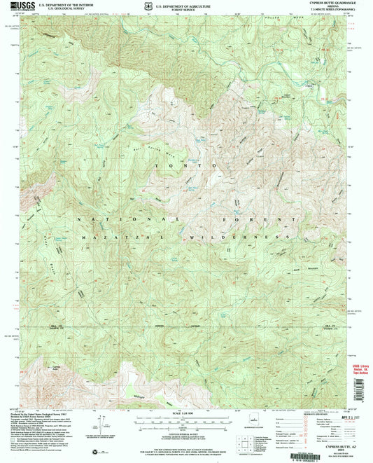 Classic USGS Cypress Butte Arizona 7.5'x7.5' Topo Map Image