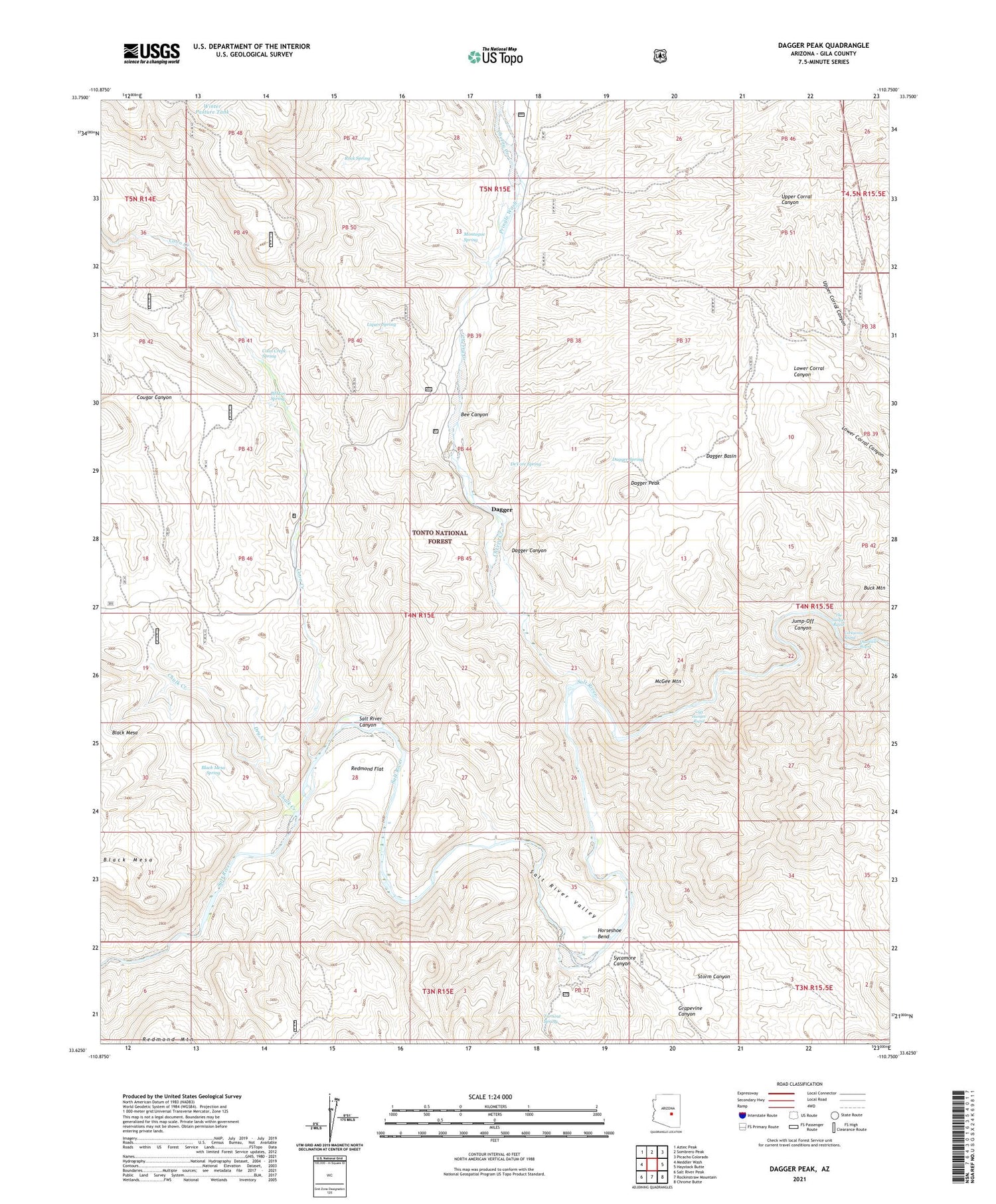 Dagger Peak Arizona US Topo Map Image