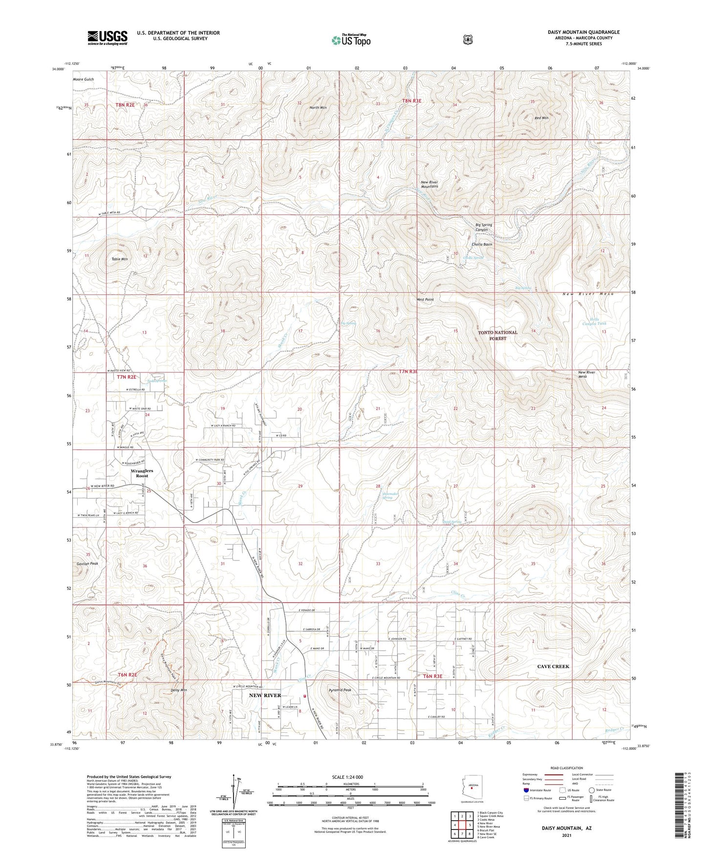 Daisy Mountain Arizona US Topo Map Image