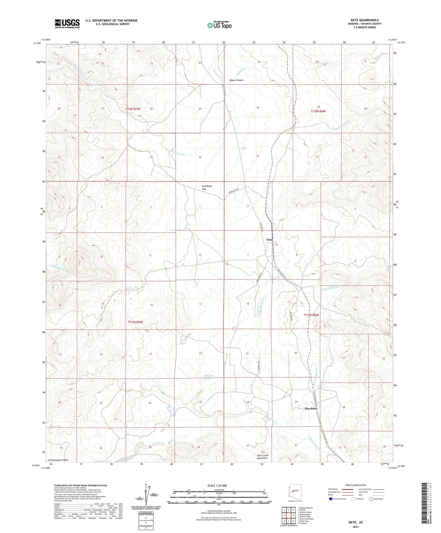 Date Arizona US Topo Map Image