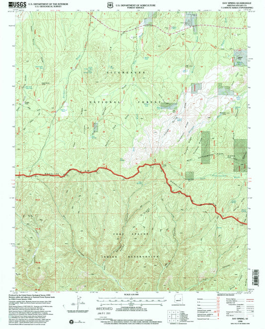 Classic USGS Day Spring Arizona 7.5'x7.5' Topo Map Image