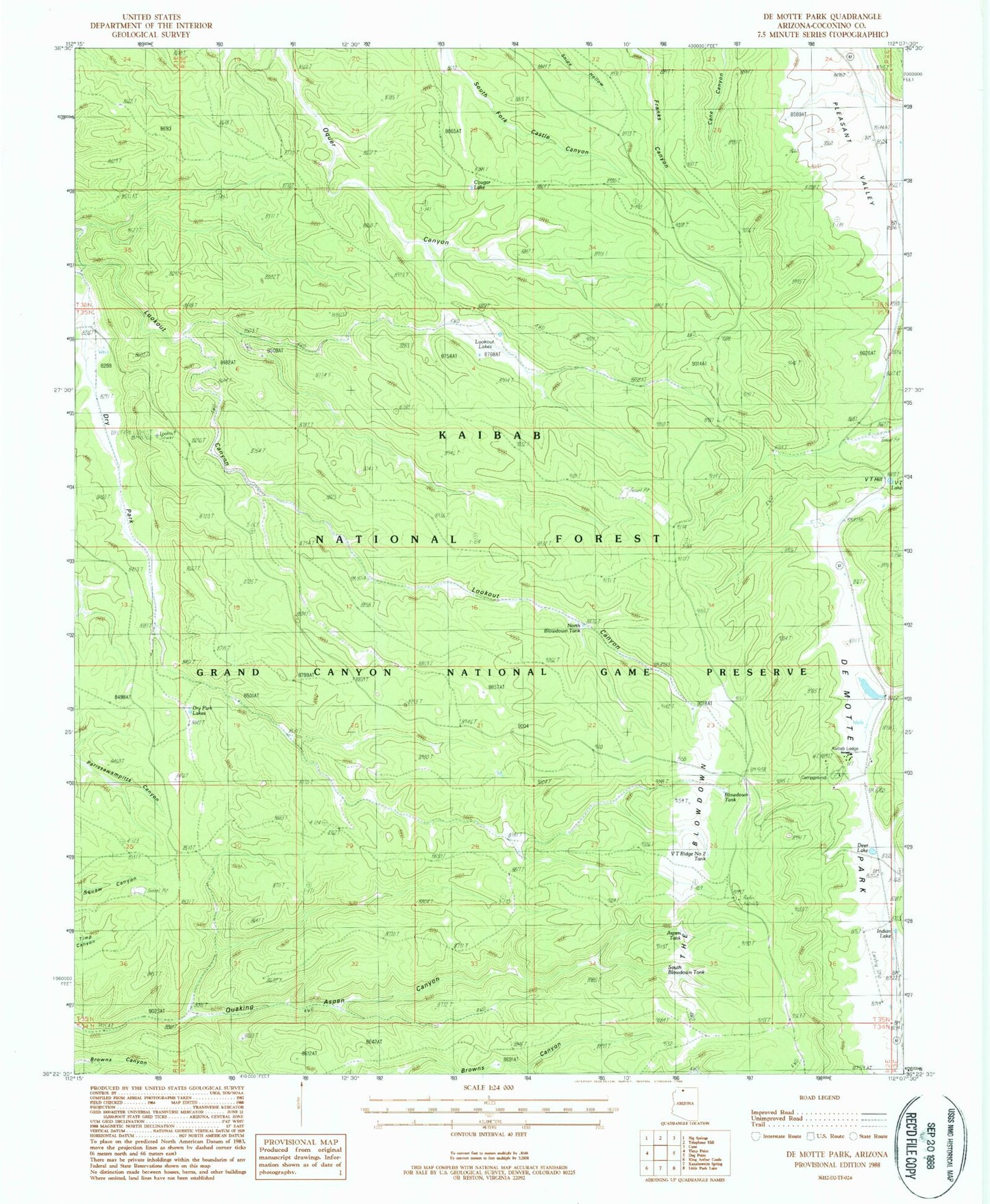 Classic USGS De Motte Park Arizona 7.5'x7.5' Topo Map Image
