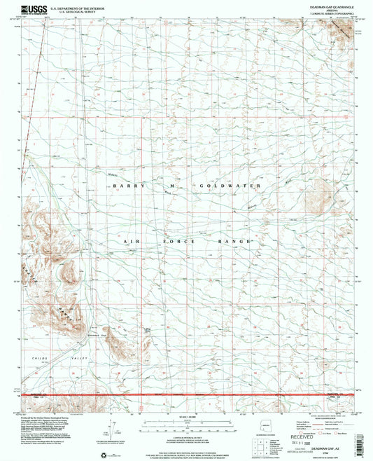 Classic USGS Deadman Gap Arizona 7.5'x7.5' Topo Map Image