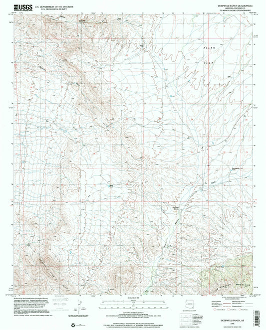Classic USGS Deepwell Ranch Arizona 7.5'x7.5' Topo Map Image