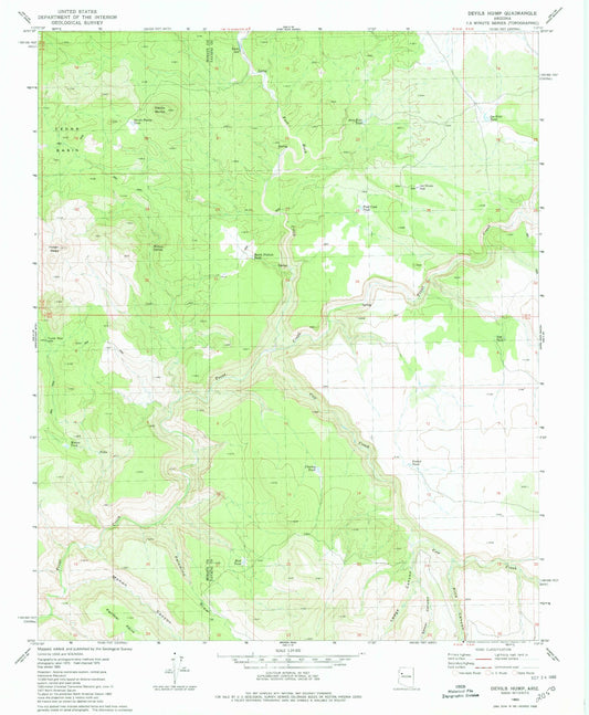 Classic USGS Devils Hump Arizona 7.5'x7.5' Topo Map Image