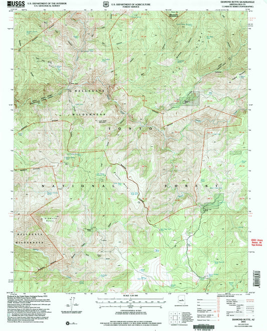 Classic USGS Diamond Butte Arizona 7.5'x7.5' Topo Map Image