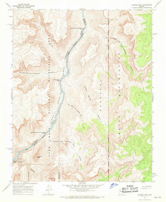 Classic USGS Diamond Peak Arizona 7.5'x7.5' Topo Map Image