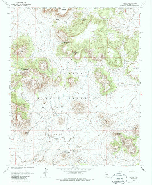 Classic USGS Dilkon Arizona 7.5'x7.5' Topo Map Image