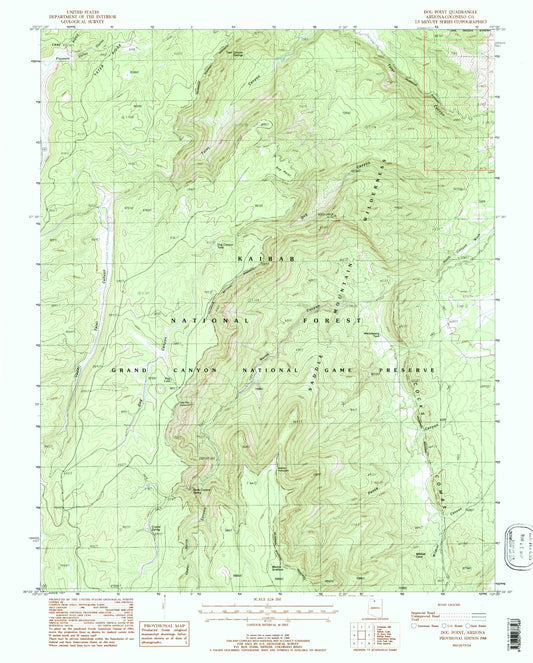 Classic USGS Dog Point Arizona 7.5'x7.5' Topo Map Image
