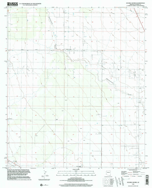 Classic USGS Double Adobe Arizona 7.5'x7.5' Topo Map Image