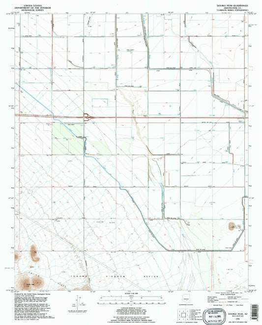 Classic USGS Double Peak Arizona 7.5'x7.5' Topo Map Image