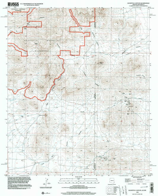 Classic USGS Doubtful Canyon Arizona 7.5'x7.5' Topo Map Image