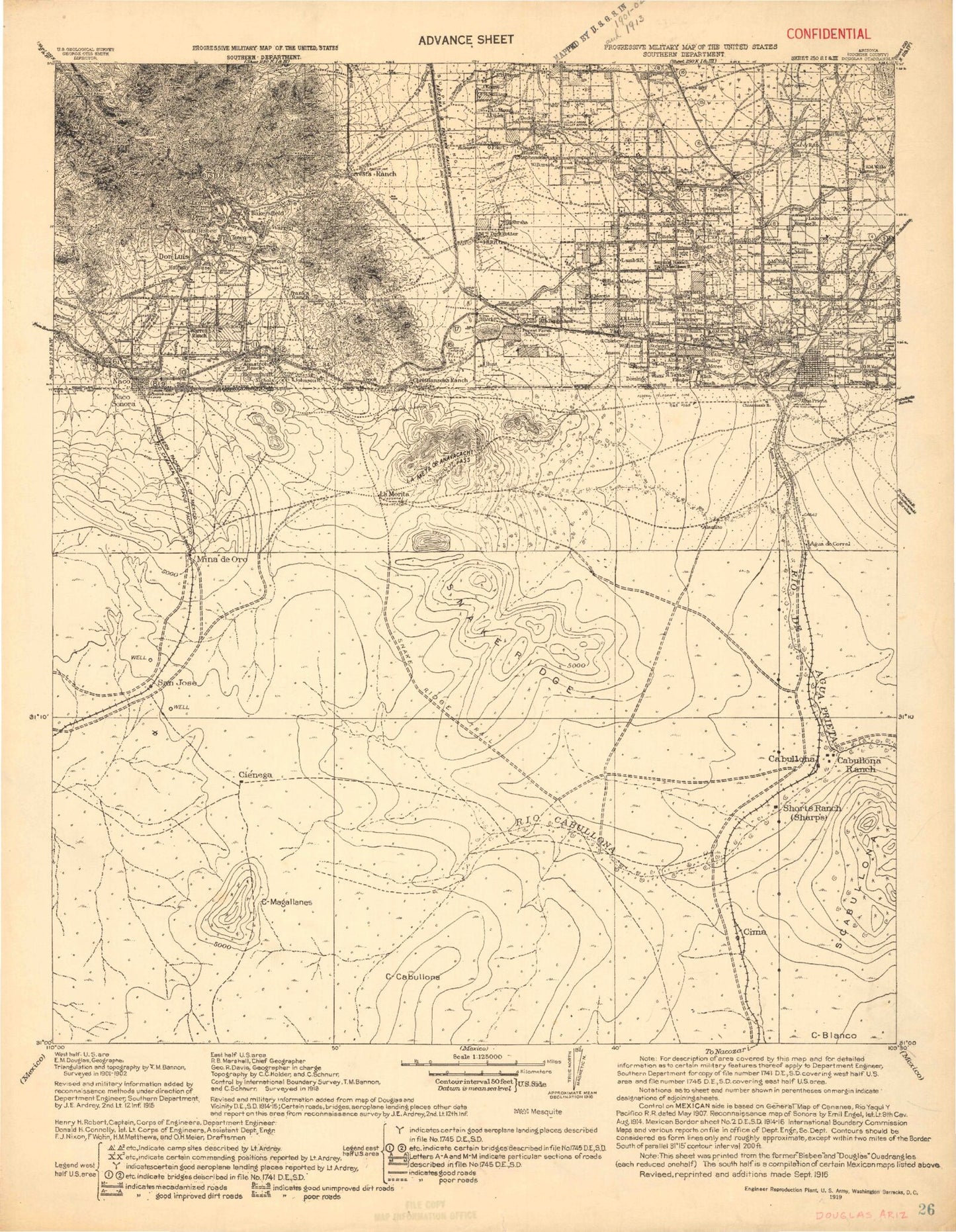 Historic 1919 Don Luis Arizona 30'x30' Topo Map Image