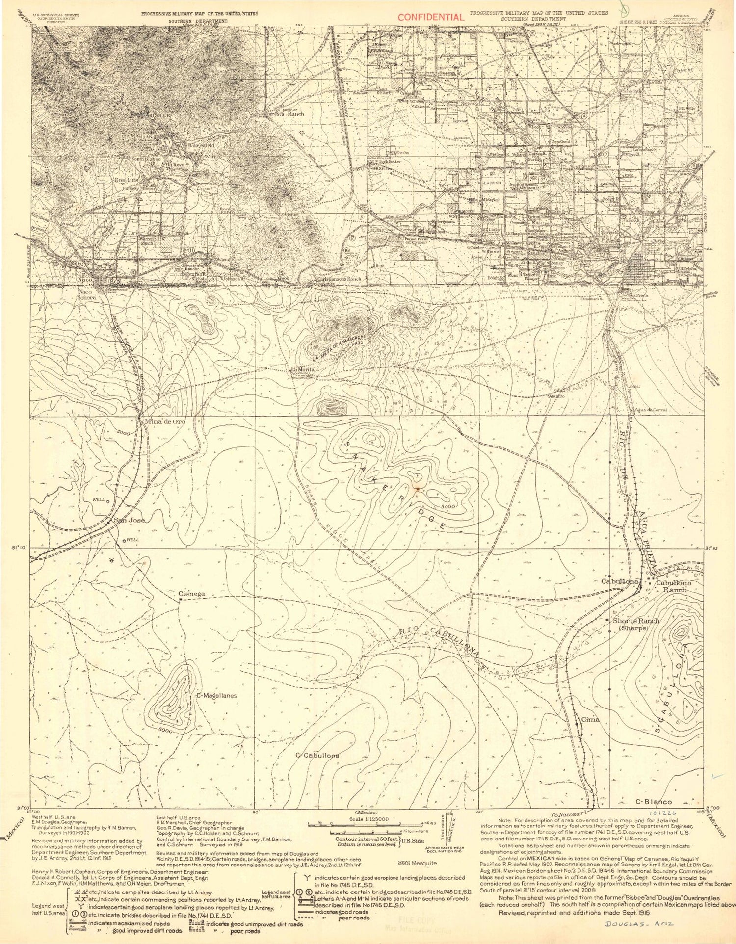 Historic 1916 Don Luis Arizona 30'x30' Topo Map Image