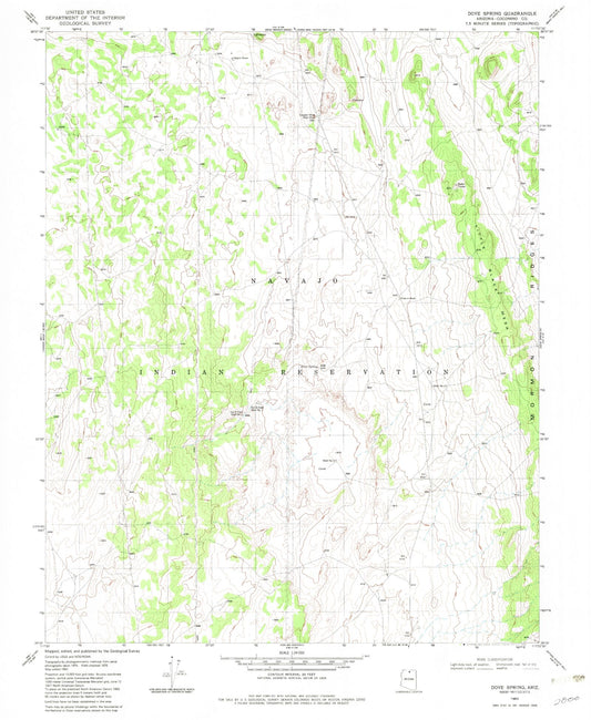 Classic USGS Dove Spring Arizona 7.5'x7.5' Topo Map Image