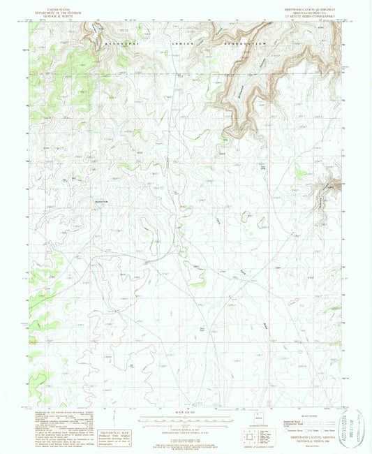 Classic USGS Driftwood Canyon Arizona 7.5'x7.5' Topo Map Image