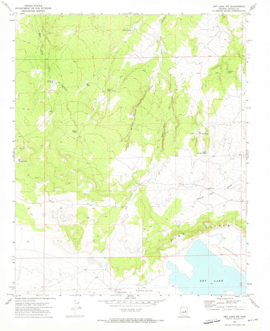 Classic USGS Dry Lake NW Arizona 7.5'x7.5' Topo Map Image