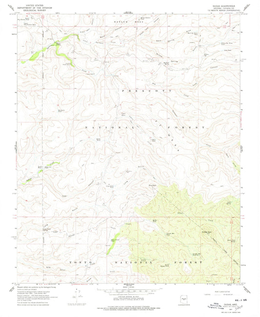 Classic USGS Dugas Arizona 7.5'x7.5' Topo Map Image