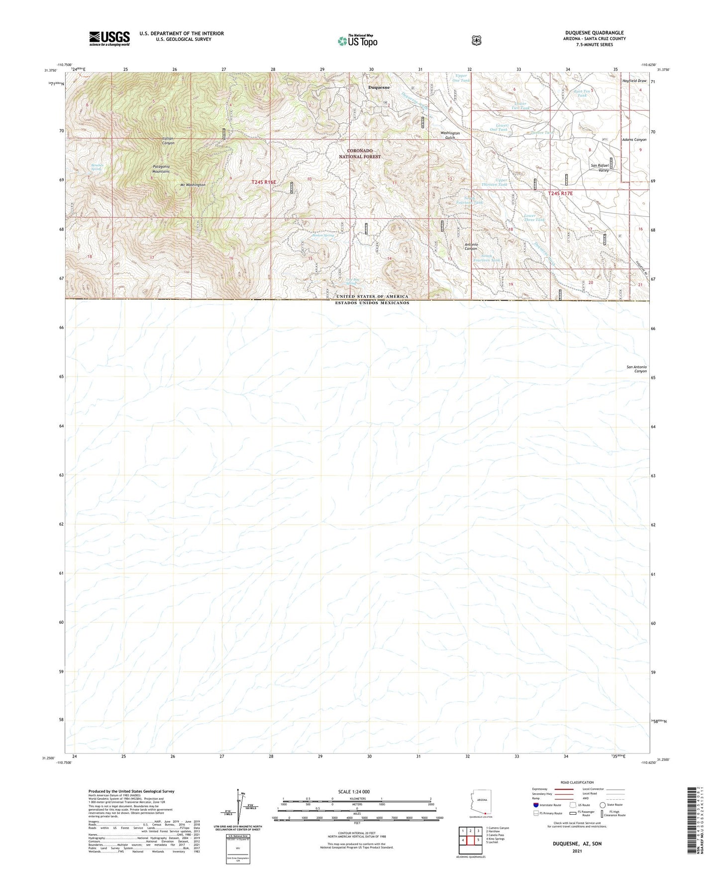 Duquesne Arizona US Topo Map Image