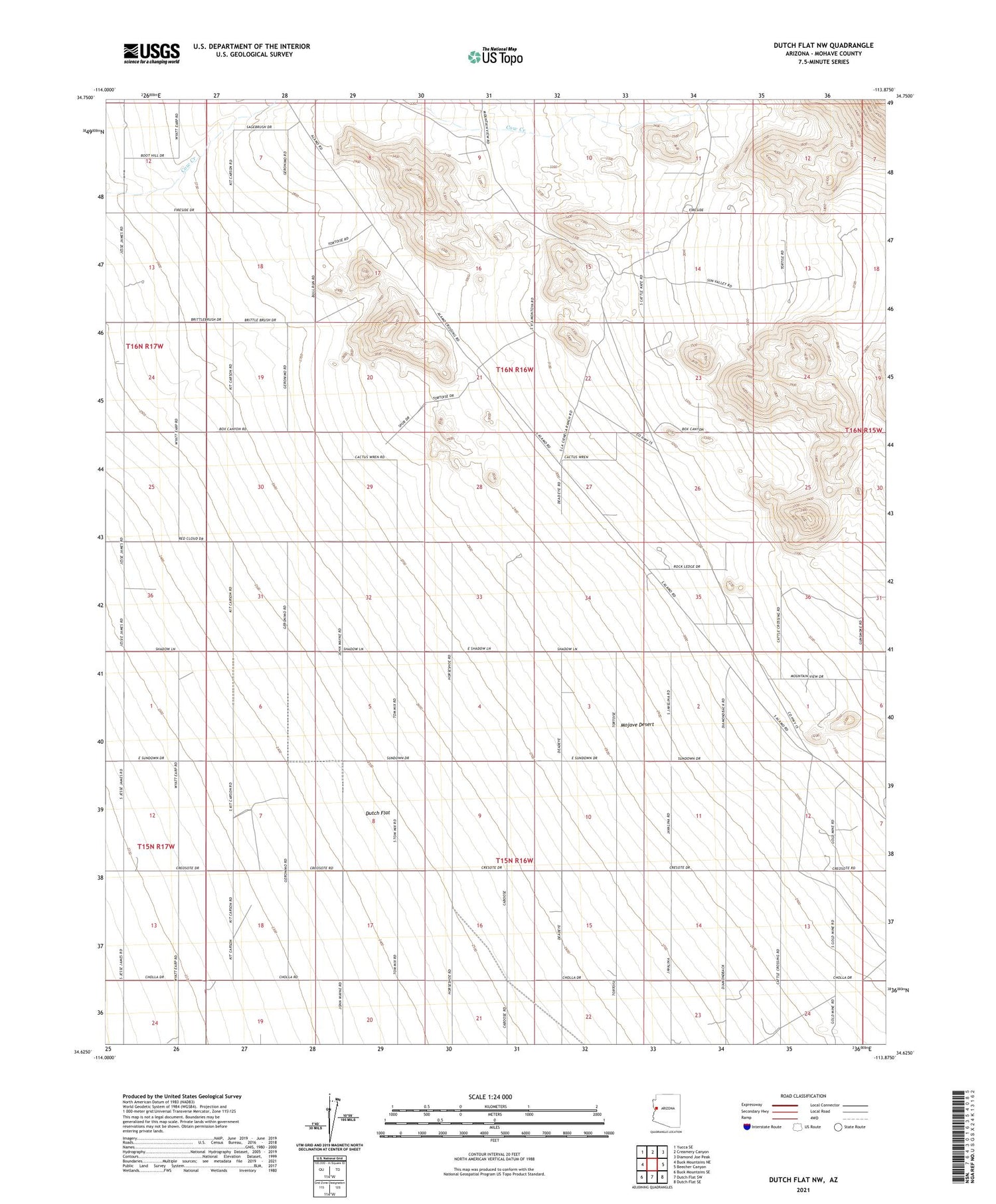 Dutch Flat NW Arizona US Topo Map Image