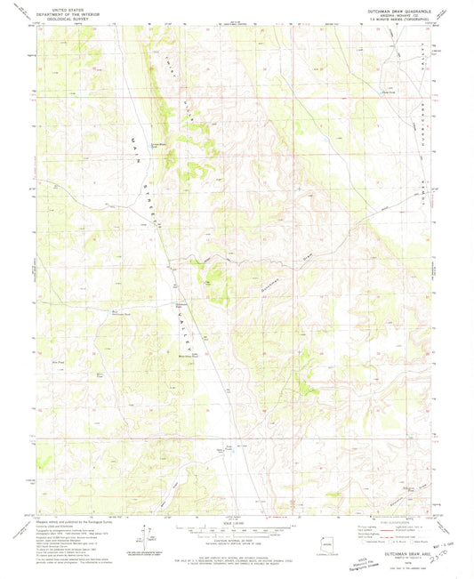 Classic USGS Dutchman Draw Arizona 7.5'x7.5' Topo Map Image