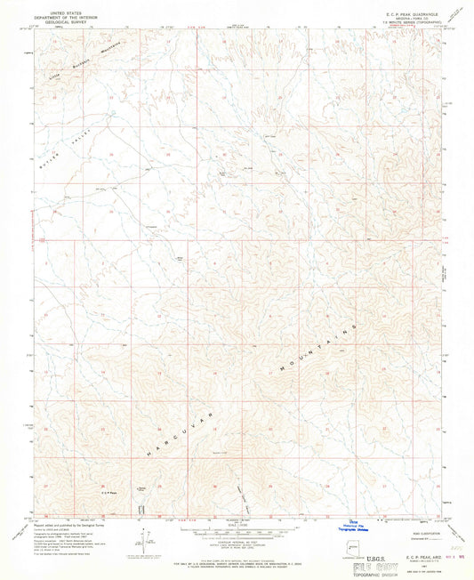 Classic USGS E C P Peak Arizona 7.5'x7.5' Topo Map Image