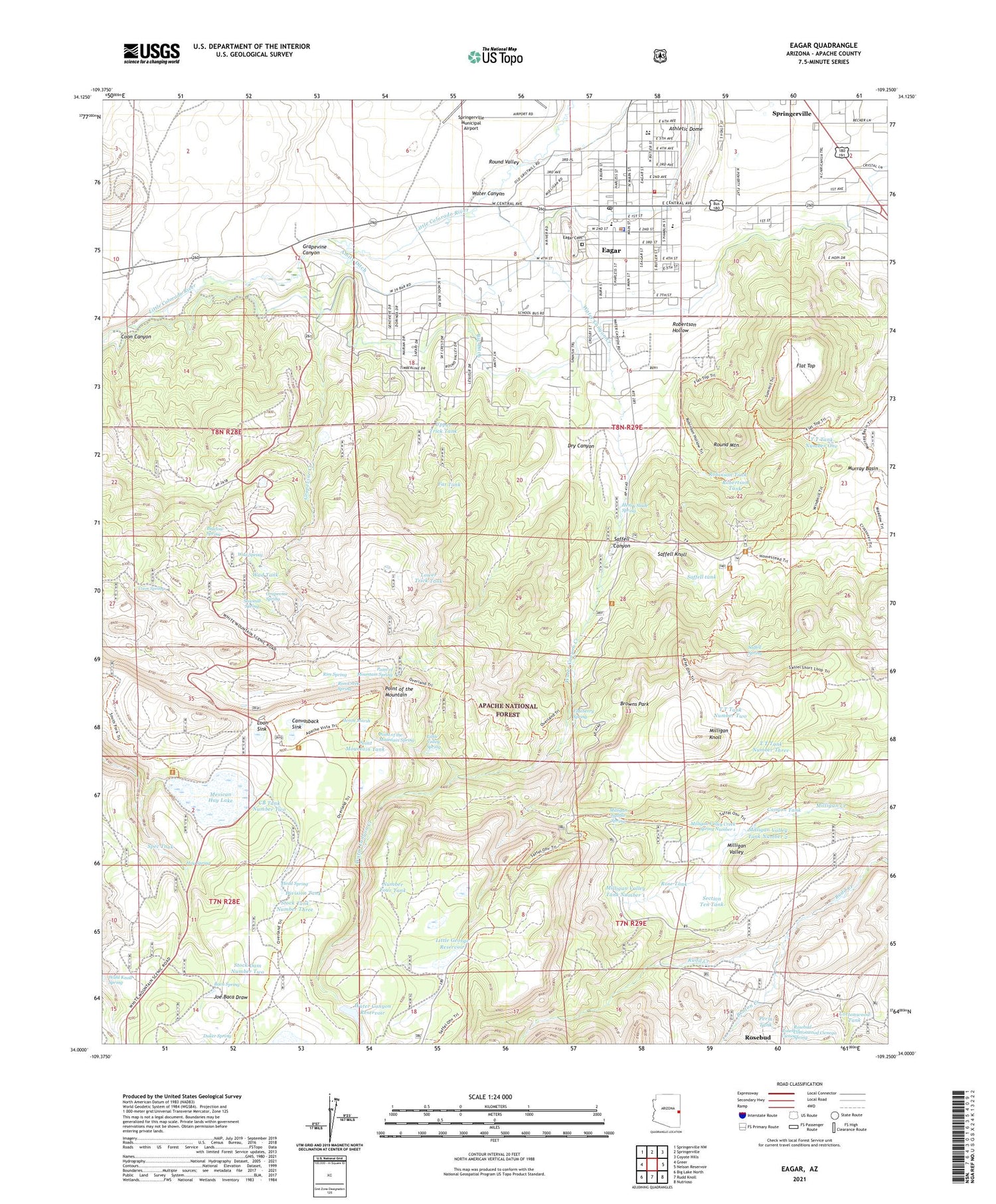 Eagar Arizona US Topo Map Image
