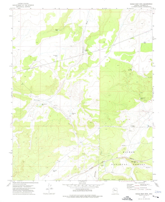 Classic USGS Eagle Nest Mountain Arizona 7.5'x7.5' Topo Map Image