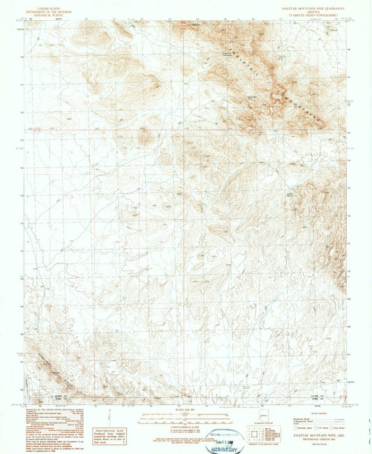Classic USGS Eagletail Mountains West Arizona 7.5'x7.5' Topo Map Image