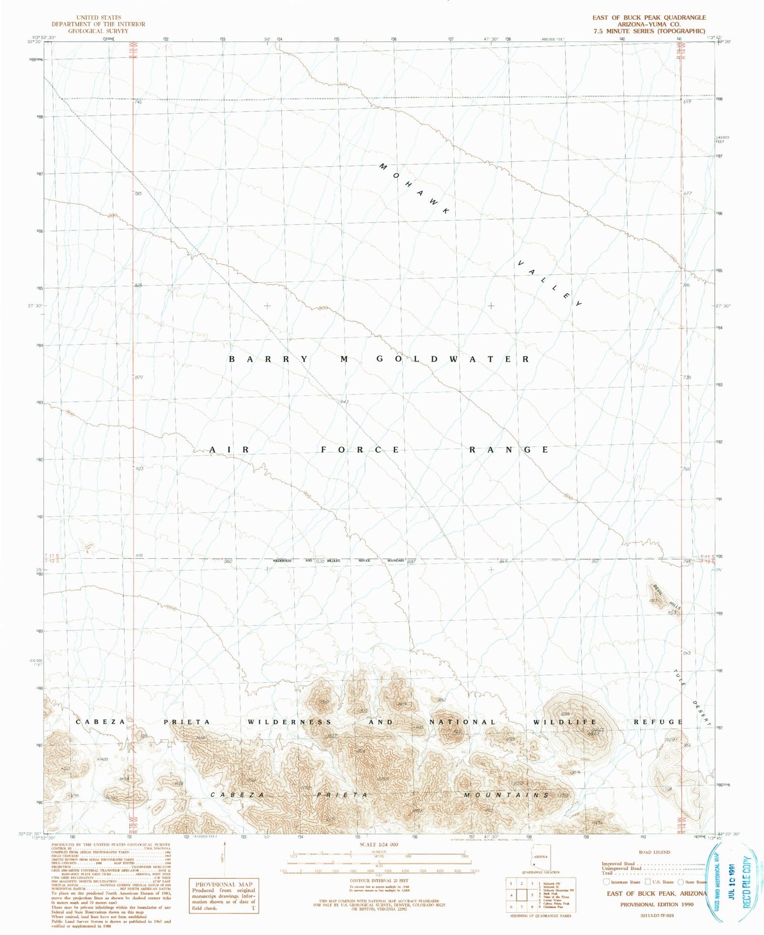 Classic USGS East of Buck Peak Arizona 7.5'x7.5' Topo Map Image