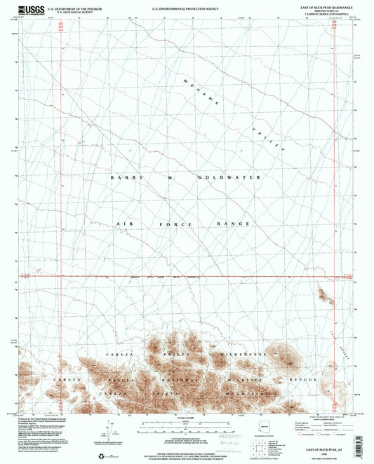 Classic USGS East of Buck Peak Arizona 7.5'x7.5' Topo Map Image