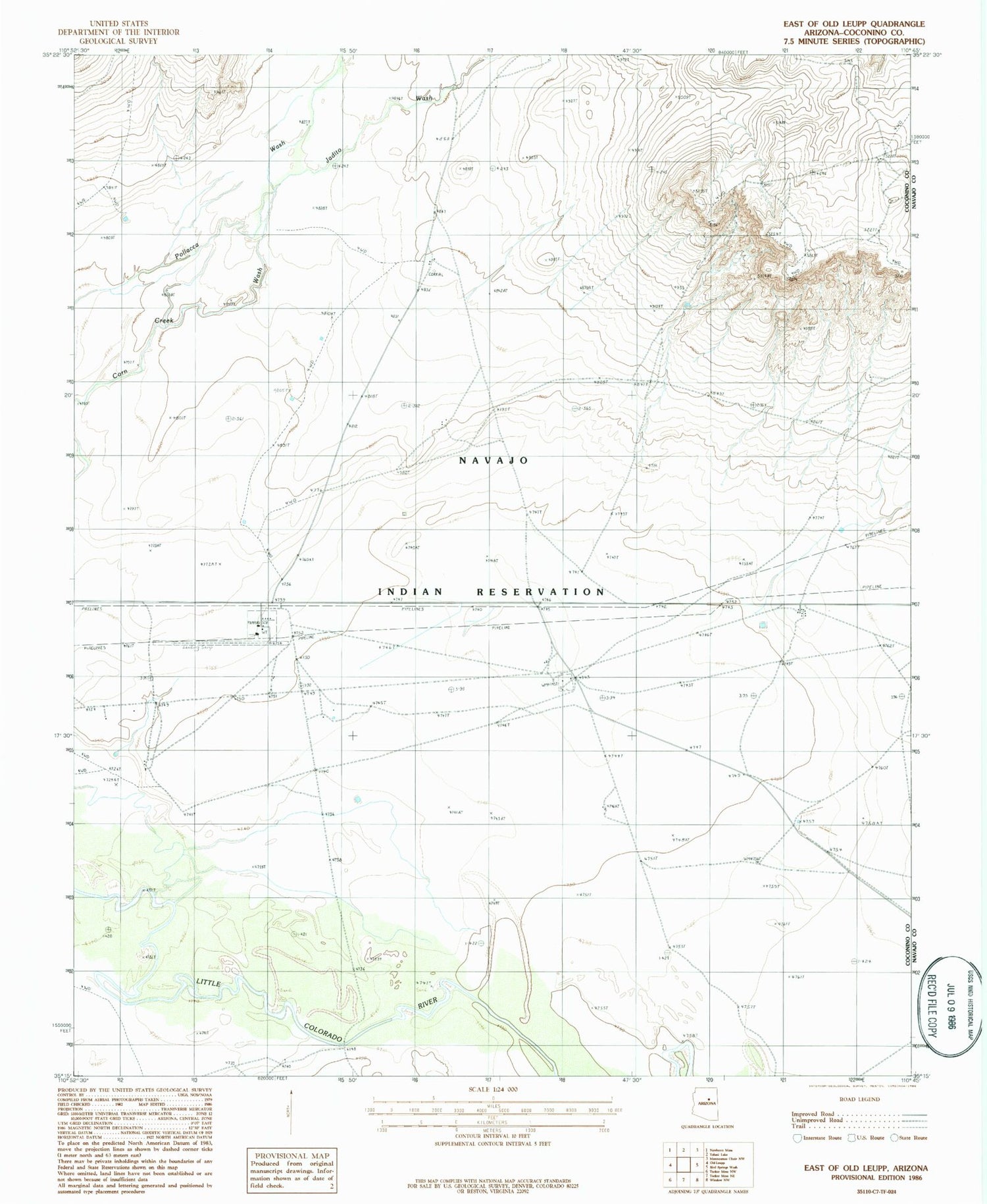 Classic USGS East of Old Leupp Arizona 7.5'x7.5' Topo Map Image