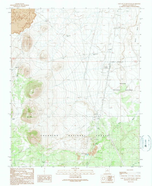 Classic USGS East of S P Mountain Arizona 7.5'x7.5' Topo Map Image