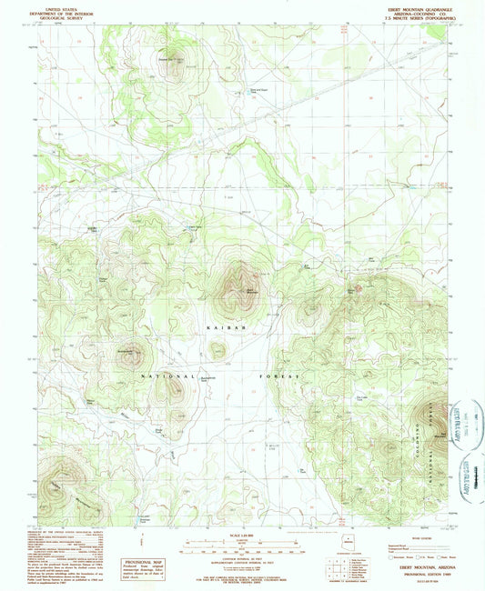 Classic USGS Ebert Mountain Arizona 7.5'x7.5' Topo Map Image