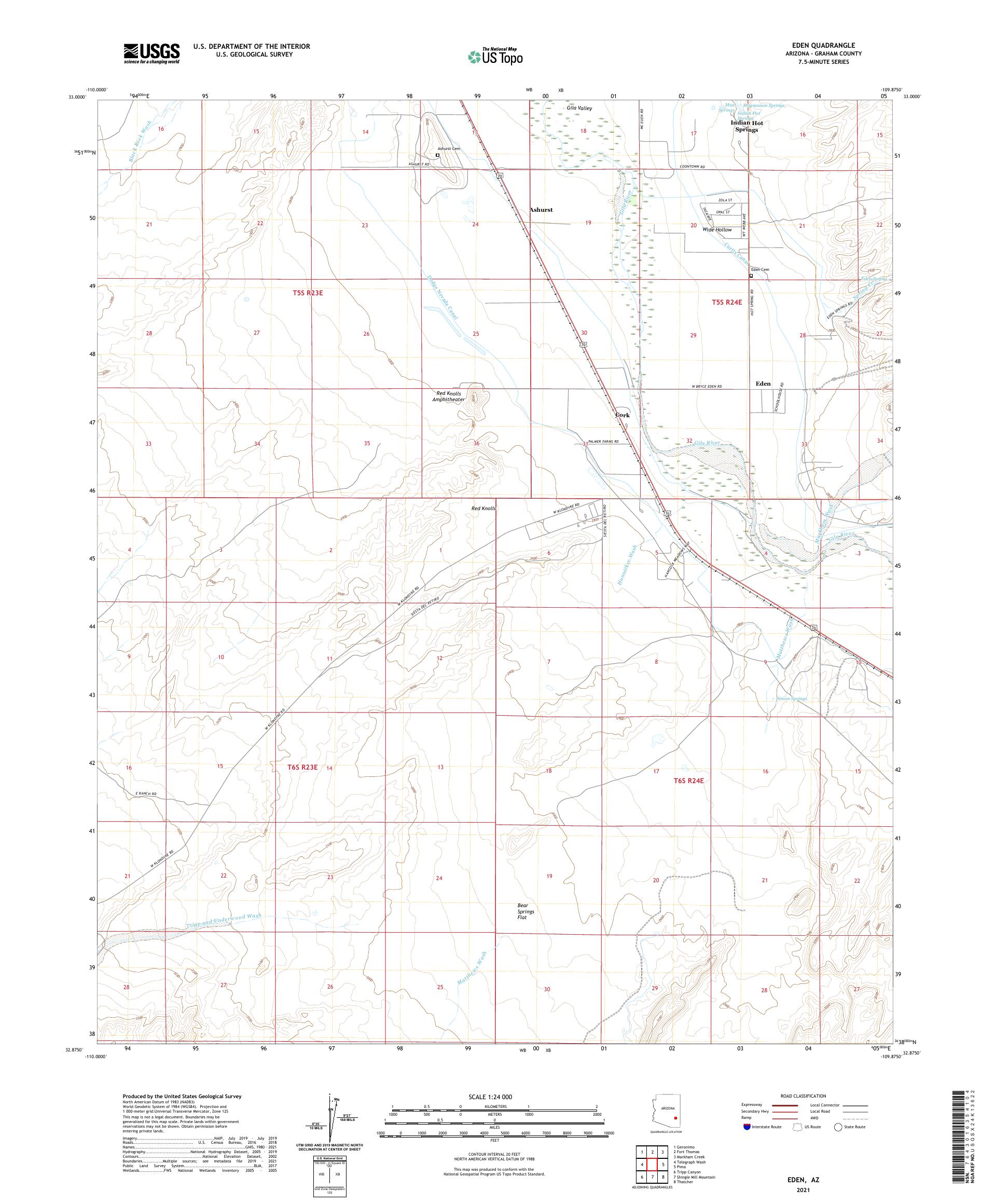 Eden Arizona US Topo Map – MyTopo Map Store