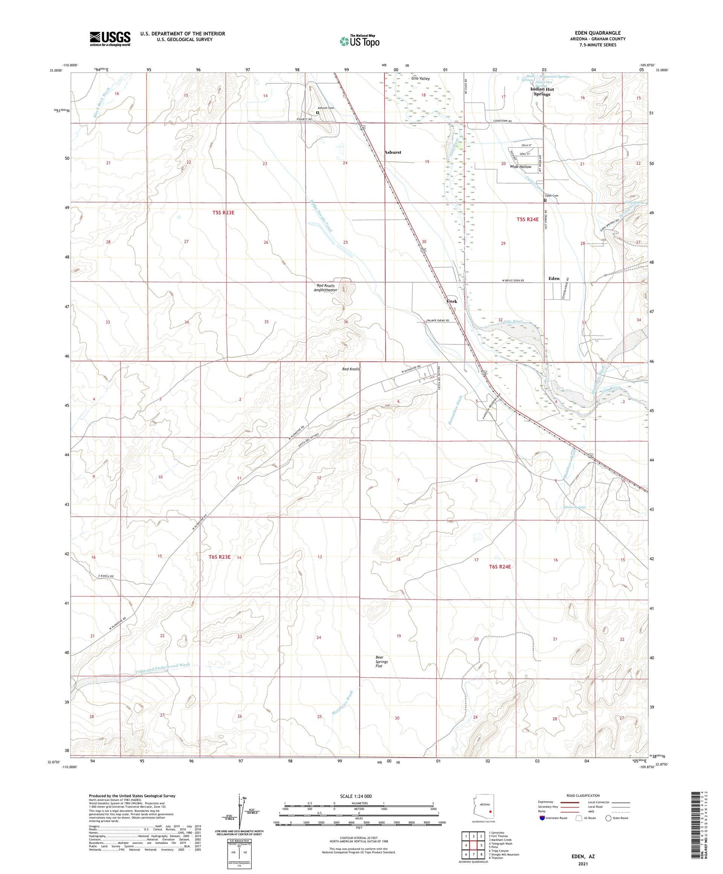 Eden Arizona US Topo Map Image