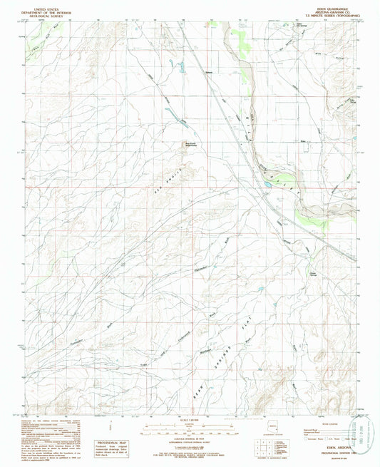Classic USGS Eden Arizona 7.5'x7.5' Topo Map Image