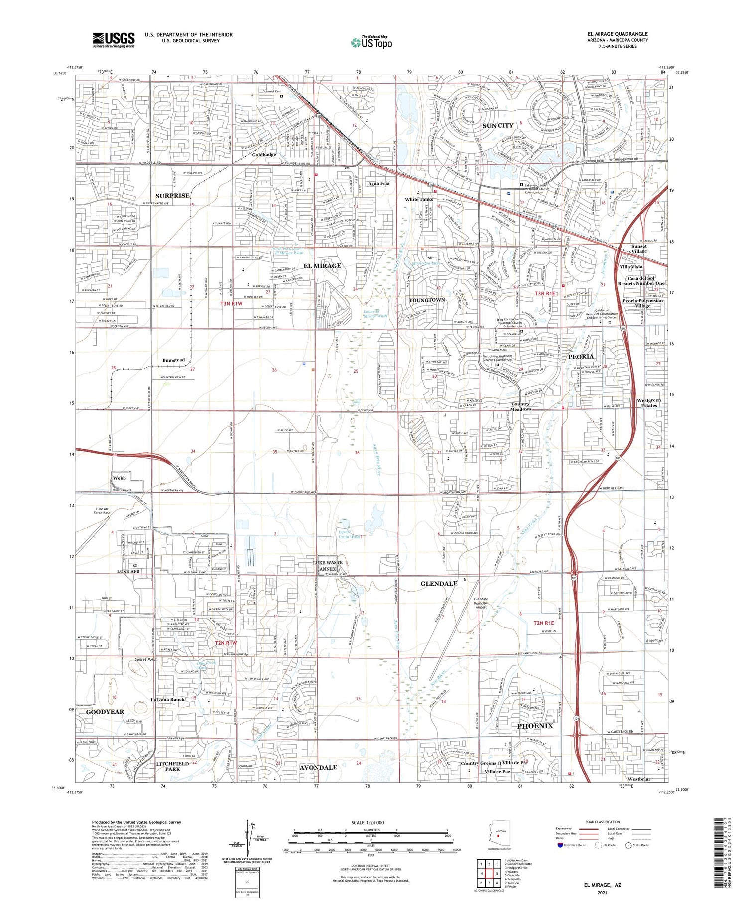 El Mirage Arizona US Topo Map Image