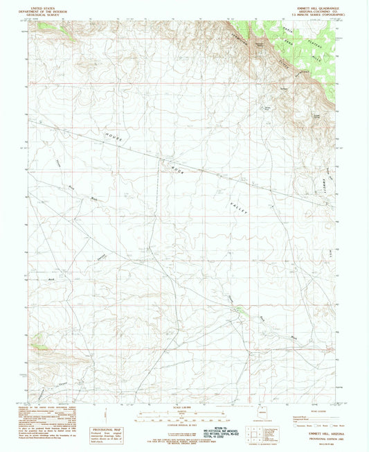 Classic USGS Emmett Hill Arizona 7.5'x7.5' Topo Map Image
