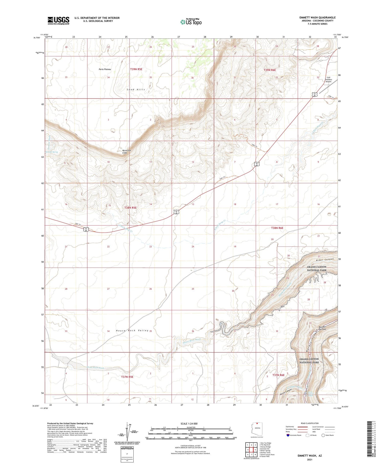 Emmett Wash Arizona US Topo Map Image