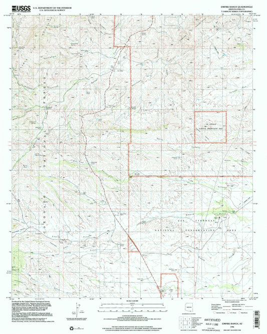 Classic USGS Empire Ranch Arizona 7.5'x7.5' Topo Map Image