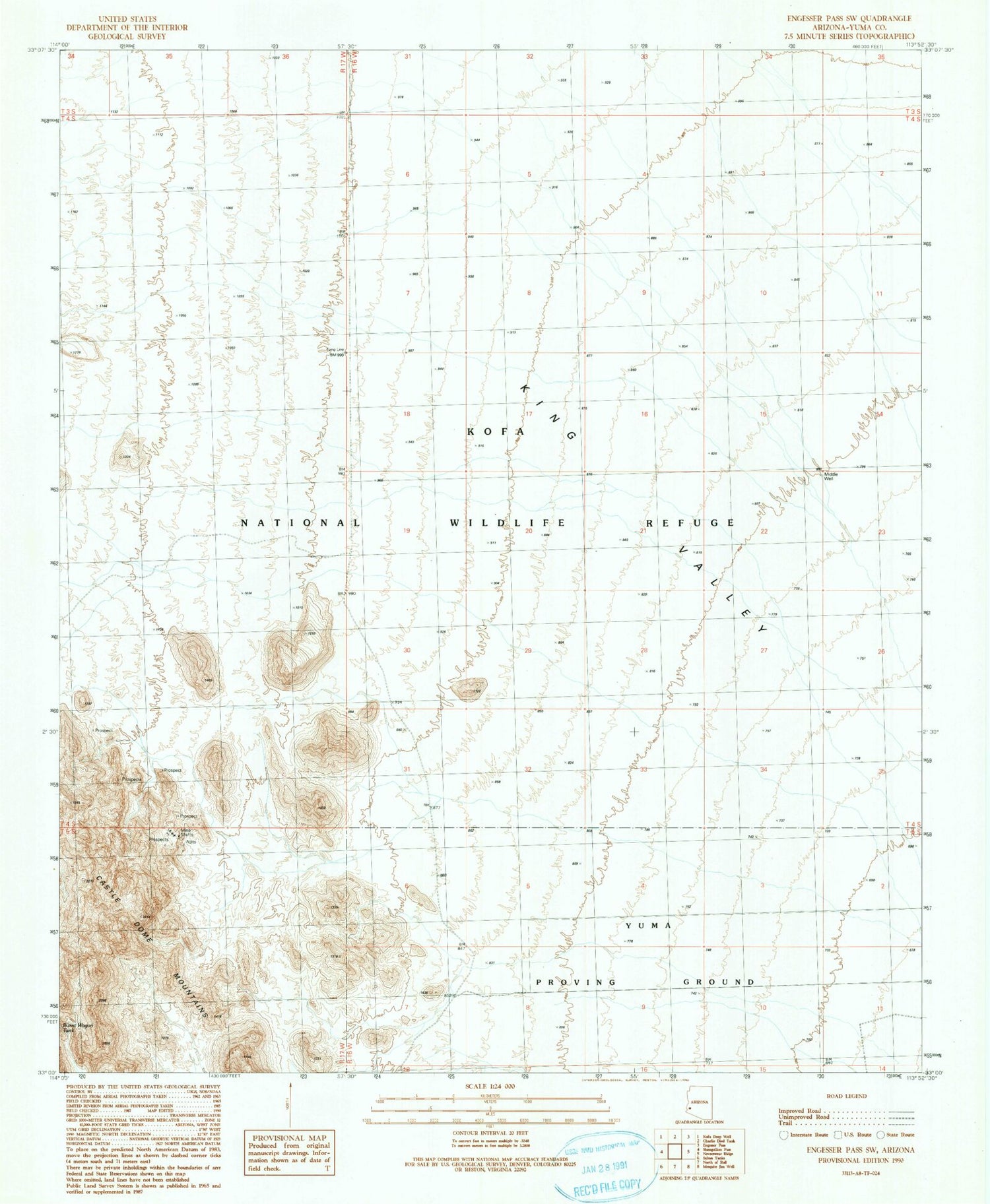 Classic USGS Engesser Pass SW Arizona 7.5'x7.5' Topo Map Image