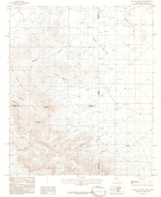 Classic USGS Engine Mountain Arizona 7.5'x7.5' Topo Map Image
