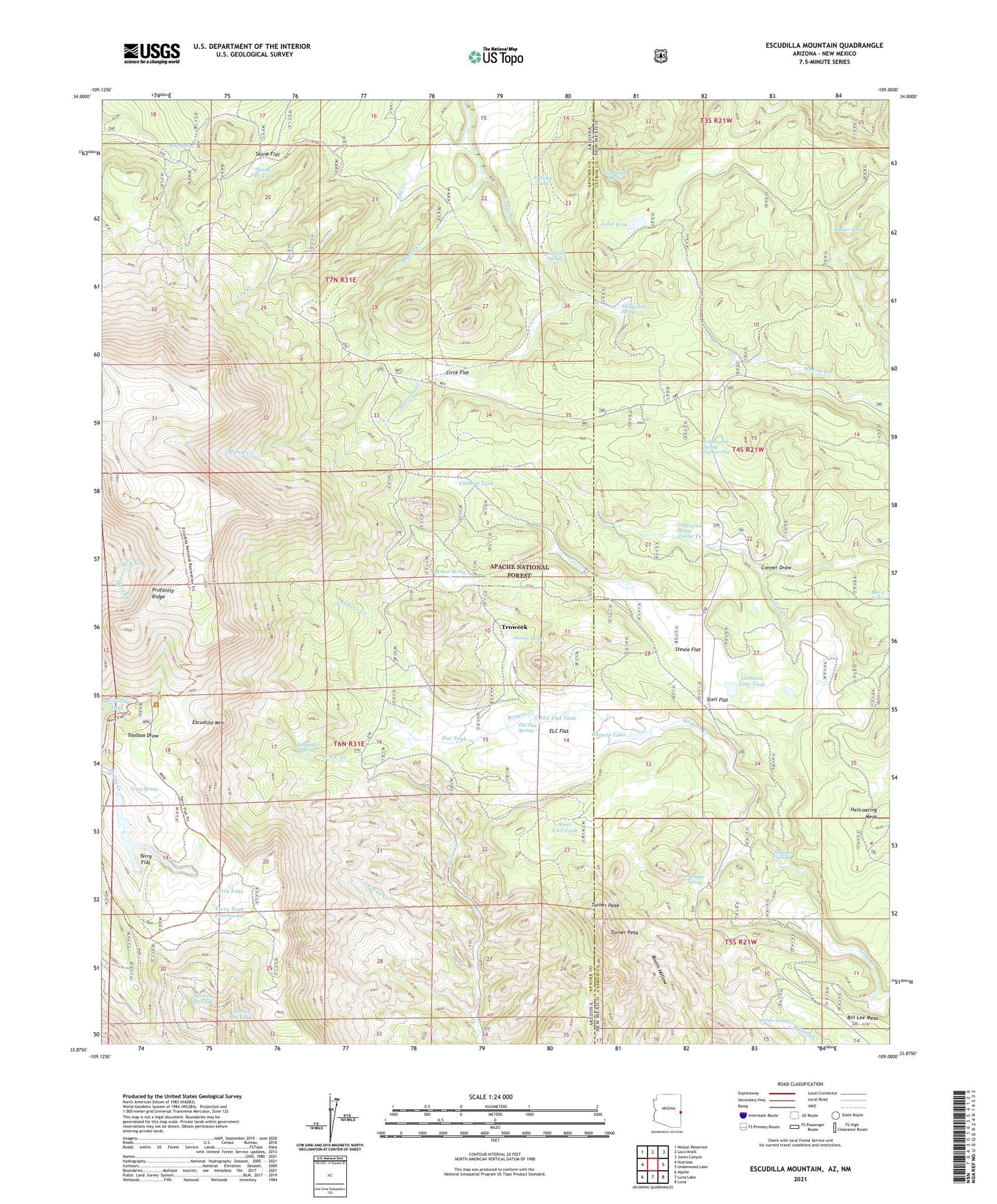 Escudilla Mountain Arizona US Topo Map Image