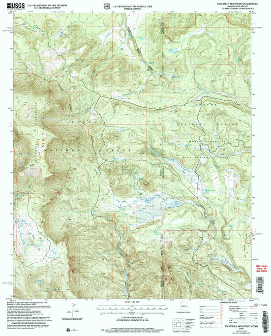 Classic USGS Escudilla Mountain Arizona 7.5'x7.5' Topo Map Image