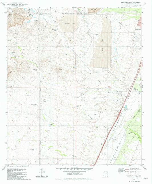 Classic USGS Esperanza Mill Arizona 7.5'x7.5' Topo Map Image