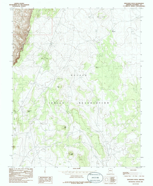 Classic USGS Explosive Rock Arizona 7.5'x7.5' Topo Map Image