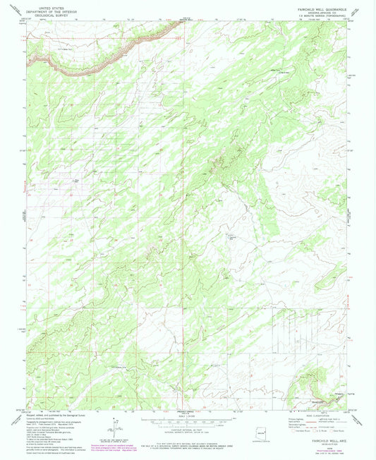 Classic USGS Fairchild Well Arizona 7.5'x7.5' Topo Map Image