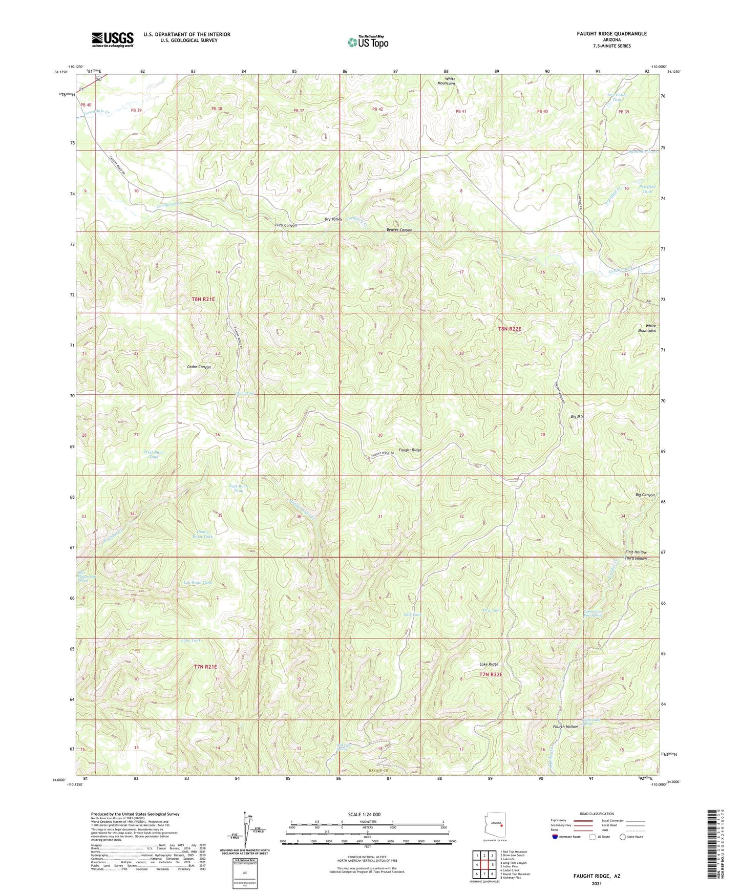Faught Ridge Arizona US Topo Map Image