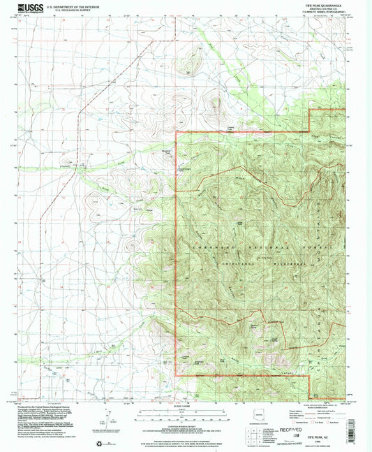 Classic USGS Fife Peak Arizona 7.5'x7.5' Topo Map Image
